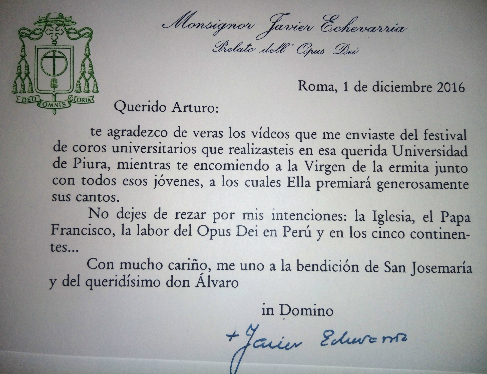 Carta Monseñor Javier
